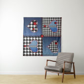 Denim Patchwork: naadloos stoffenpatroon Wandkleed (In Situ (horizontaal))