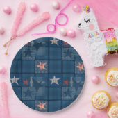 Denim-patchwork Papieren Bordje (Feest)