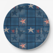 Denim-patchwork Papieren Bordje (Voorkant)