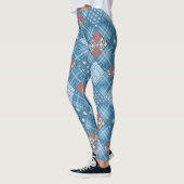 Denim patchwork, patchwork, textiel, blauw patroon leggings (Links)