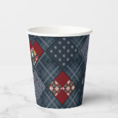 Denim patchwork, patchwork, textiel, blauw patroon papieren bekers (Achterkant)