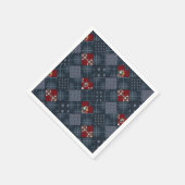Denim patchwork, patchwork, textiel, blauw patroon servet (Hoek)