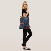 Denim patchwork, patchwork, textiel, blauw patroon tote bag (Op model)