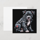 Denim Patchwork Pitbull Hond Edgy Rocker Gotisch Feestdagenkaart (Voorkant / Achterkant)