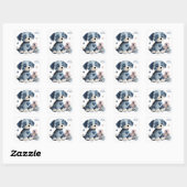 Denim Patchwork Puppy Hond Vierkante Sticker (Vel)