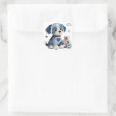 Denim Patchwork Puppy Hond Vierkante Sticker (Tas)