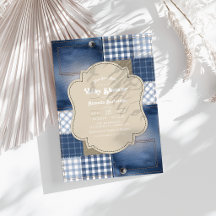 Denim Patchwork Rustiek Chic Blue Jean Baby shower