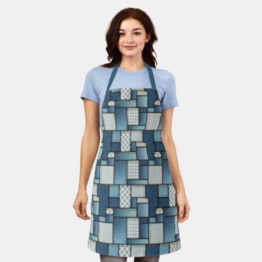 Denim Patchwork Schort (Gedragen)