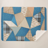 Denim Patchwork Sherpa Deken (Voorkant (horizontaal))