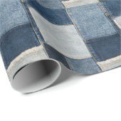 Denim Patchwork: textielpatroon Cadeaupapier (Rol Hoek)