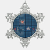 Denim-patchwork Tin Sneeuwvlok Ornament (Voorkant)