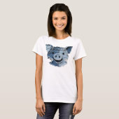 Denim Patchwork Varken T-shirt (Voorkant volledig)