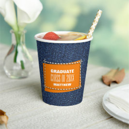 Denim Patroon Graduation Party Aangepast Papieren Bekers