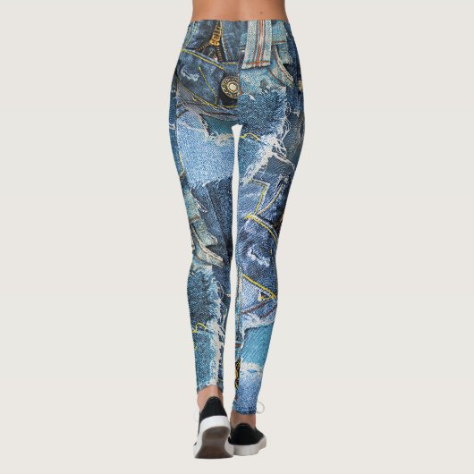 Denim patroon ontwerp leggings (Achterkant)