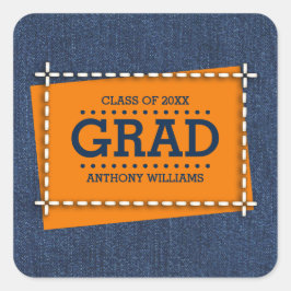 Denim Pattern Aangepast Afstuderen Vierkante Sticker