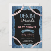 Denim Pearls Baby shower uitnodiging (Voorkant)