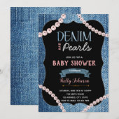 Denim Pearls Baby shower uitnodiging (Voorkant / Achterkant)