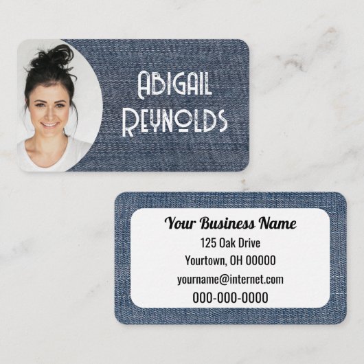 Denim Photo Lijst Visitekaartje (Voorkant / Achterkant)