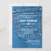 Denim Pocket Afstuderen Invitation Kaart (Voorkant)
