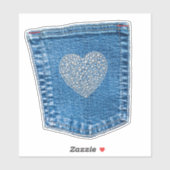 Denim Pocket Diamant Hart Bedazzled Land Sticker (Vel)
