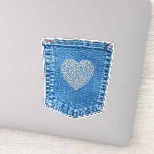 Denim Pocket Diamant Hart Bedazzled Land Sticker