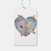 Denim Pocket Heart Flowers Butterflies Cadeaulabel (Voorkant)