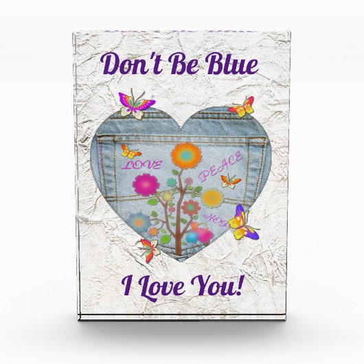 Denim Pocket Heart Flowers Butterflies Fotoblokken (Voorkant)