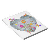 Denim Pocket Heart Flowers Butterflies Notitieblok (Schuin)