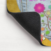 Denim Pocket Heart Flowers Butterflies op Gold Muismat (Hoek)