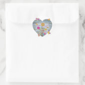 Denim Pocket Heart Flowers Butterflies Ronde Sticker (Tas)