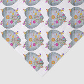 Denim Pocket Heart Flowers Butterflies Tissuepapier (Detail)