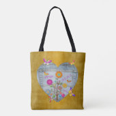 Denim Pocket Heart Flowers Butterflies Tote Bag (Achterkant)