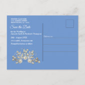 Denim Pocket met Crème Bloem Kant Aankondigingskaart (Achterkant)