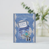 Denim Pocket met Kostuum Sieraden en Kant Aankondigingskaart (Staand voorkant)