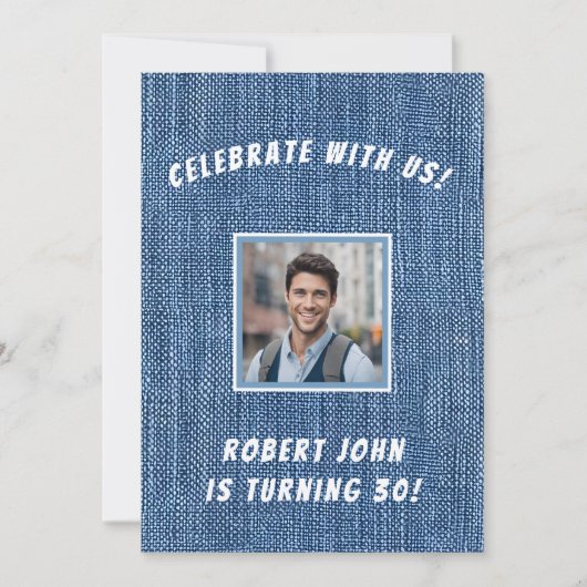 Denim Print 30e Gouden Verjaardag Kaart (Voorkant)