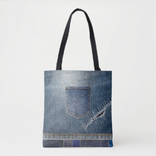 Denim Print Canvas tas