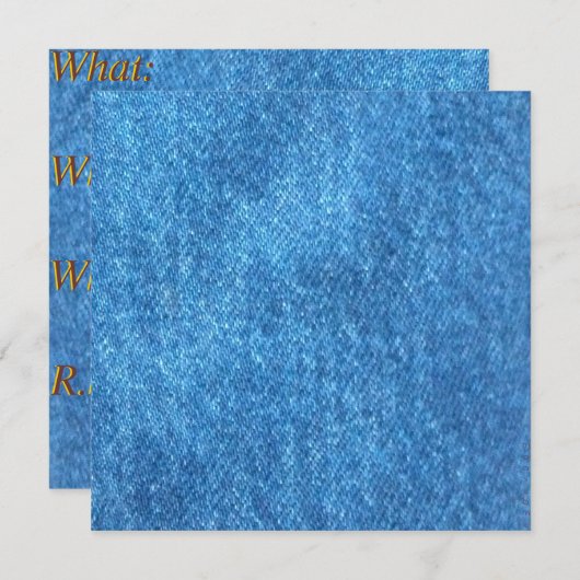 Denim Print Invitations Kaart (Voorkant / Achterkant)