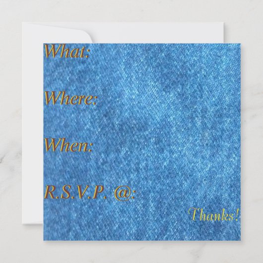 Denim Print Invitations Kaart (Achterkant)