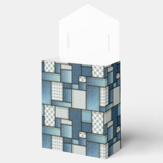 Denim Quilt Tent Favor Box Bedankdoosjes (Geopend)