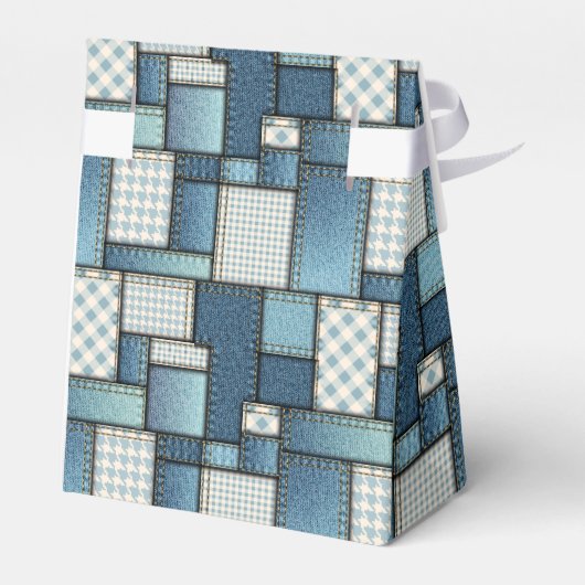 Denim Quilt Tent Favor Box Bedankdoosjes (Achterkant)