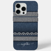 Denim & Rhinestones Chic Case-Mate iPhone Case (Achterkant)