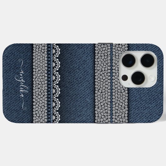 Denim & Rhinestones Chic Case-Mate iPhone Case (Achterkant (horizontaal))