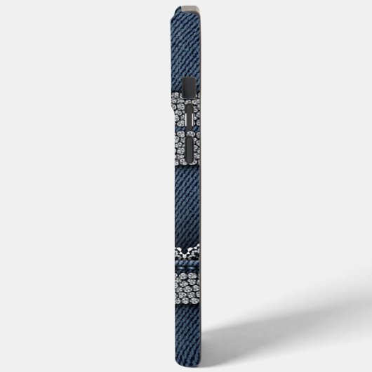 Denim & Rhinestones Chic Case-Mate iPhone Case (Achterkant / Links)