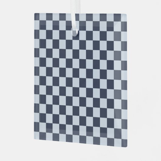 Denim rinse checkerboard pattern glas ornament (Voorkant links)