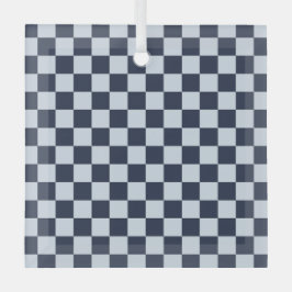 Denim rinse checkerboard pattern glas ornament