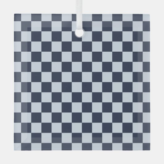 Denim rinse checkerboard pattern glas ornament (Voorkant)