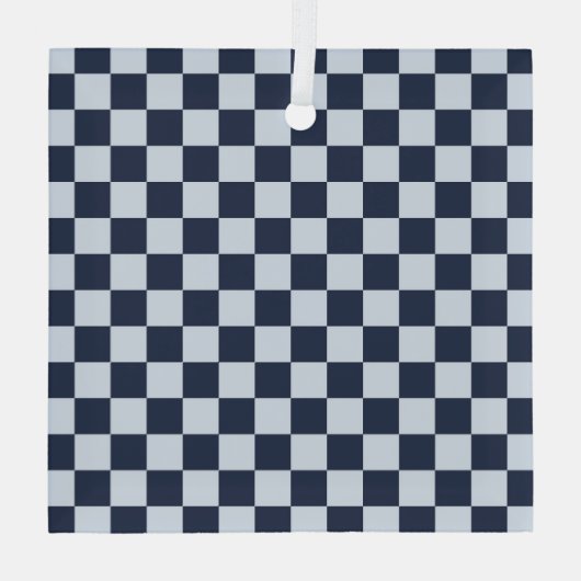 Denim rinse checkerboard pattern glas ornament (Achterkant)