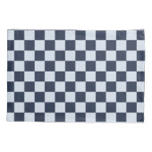 Denim rinse checkerboard pattern kussensloop (Achterkant-Links)