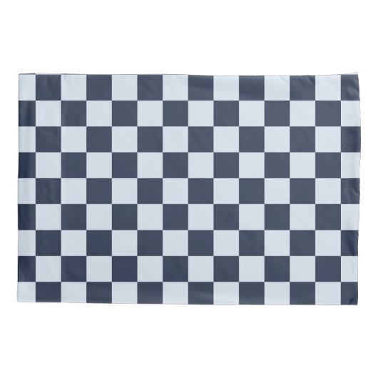 Denim rinse checkerboard pattern kussensloop (Achterkant-Links)