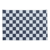 Denim rinse checkerboard pattern kussensloop (Achterkant-Rechts)